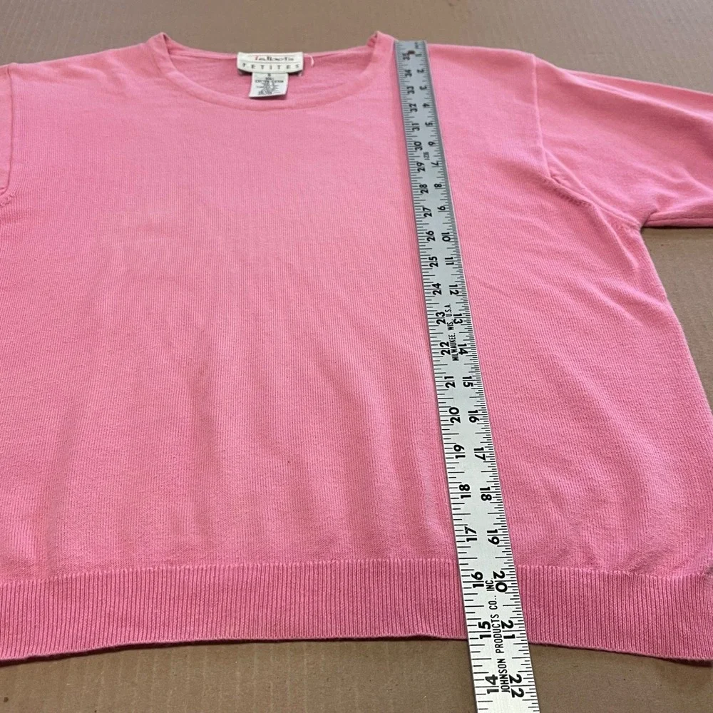 Vintage‎ Talbots Petites Women's SP Pink Short Sleeve Sweater Made in Portugal